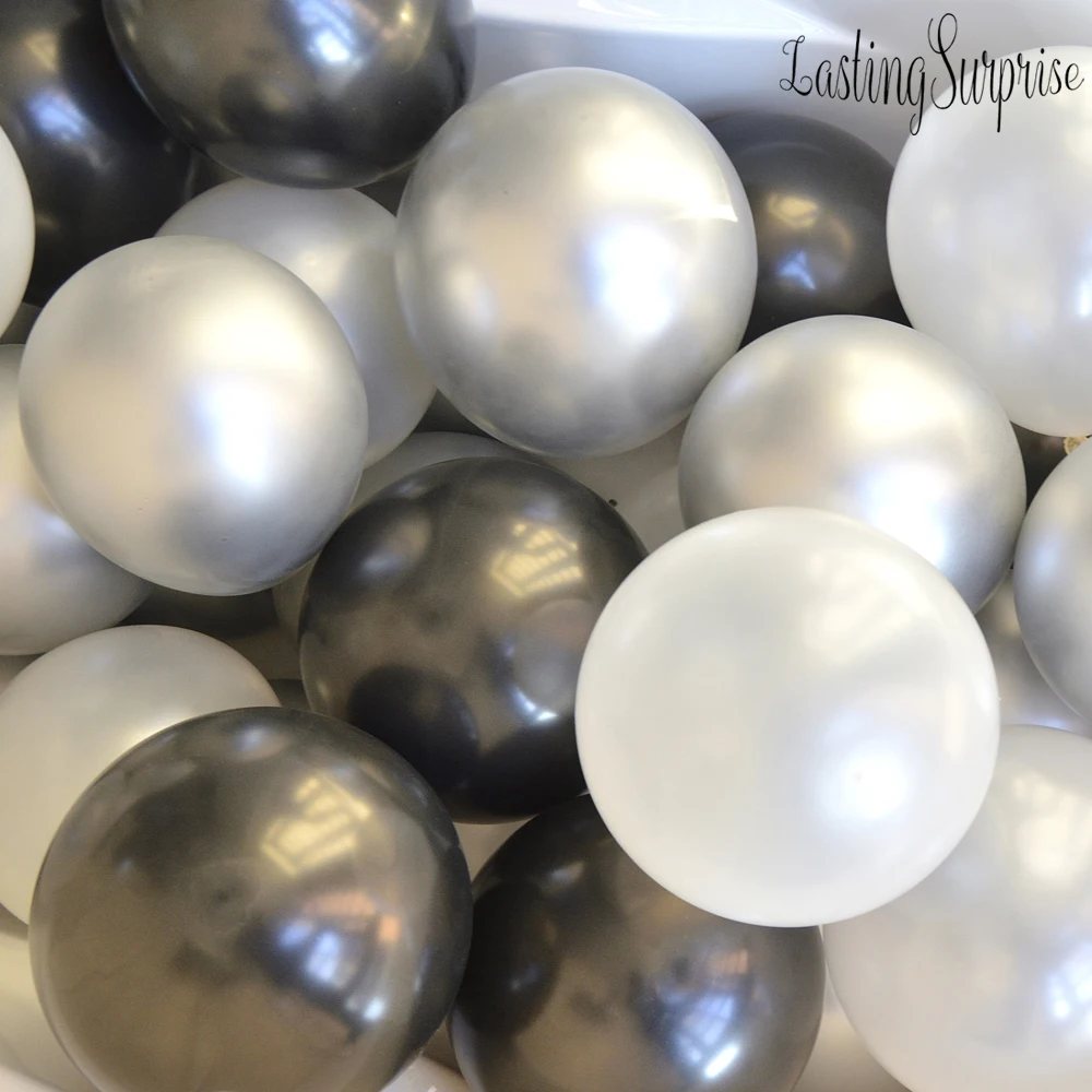 Valentine'S Day Black And Gold Party Silver Balloon Babyshower Ballons New Year'S Decor Gender Reveal Helium Balloon 30pcs (1)