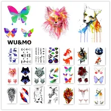 Flor colorida Animales Perros Body Art Sexy Harajuku Impermeable Tatuaje Temporal Para El Hombre Mujer Flash Falso Pegatinas Tatuaje de Henna