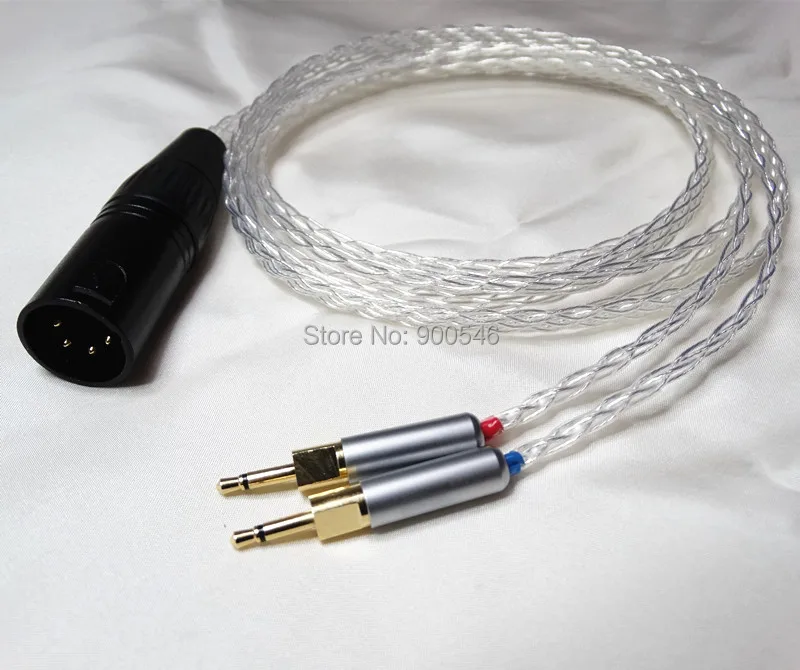 1.8m 6ft DIY Handmade 8 core Flat braid OCC Silver plated 4 Pin Balance