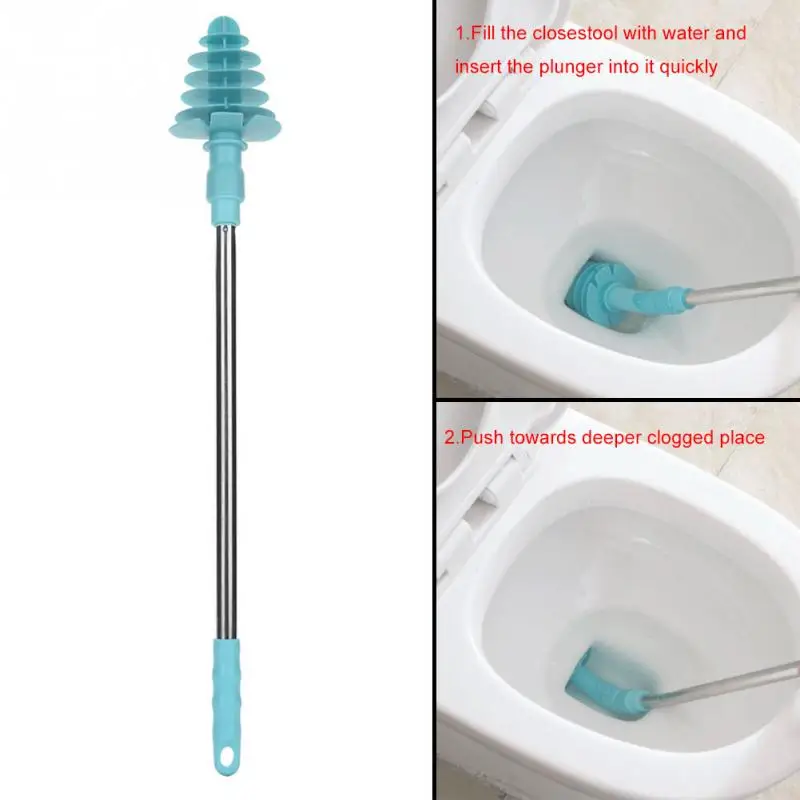1PC Toilet Brush Toilet Plunger Bathroom Blockage Unblocker Flexible