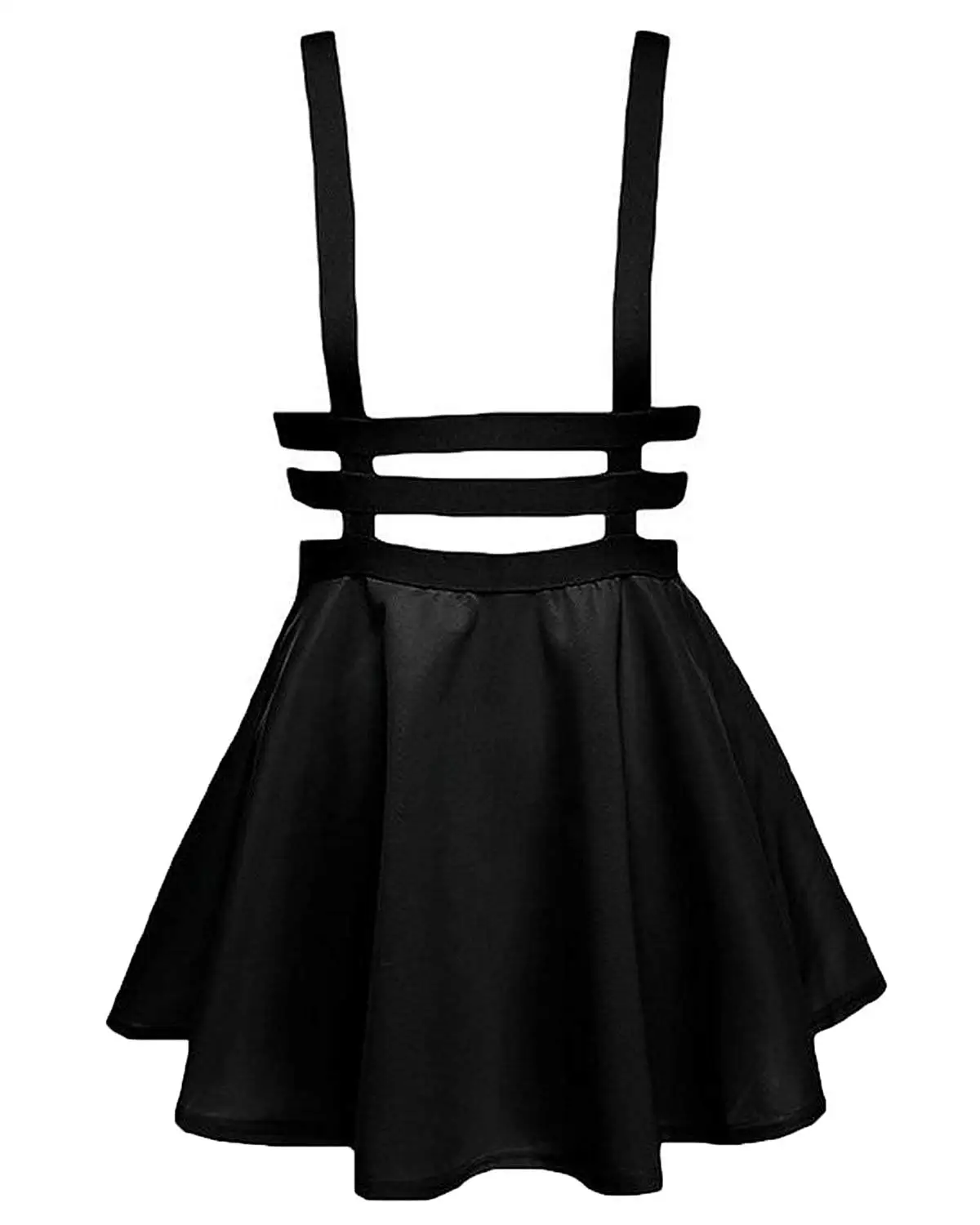 DDLG Женская эластичная талия плиссированная короткая юбка на подтяжках - Цвет: Черный