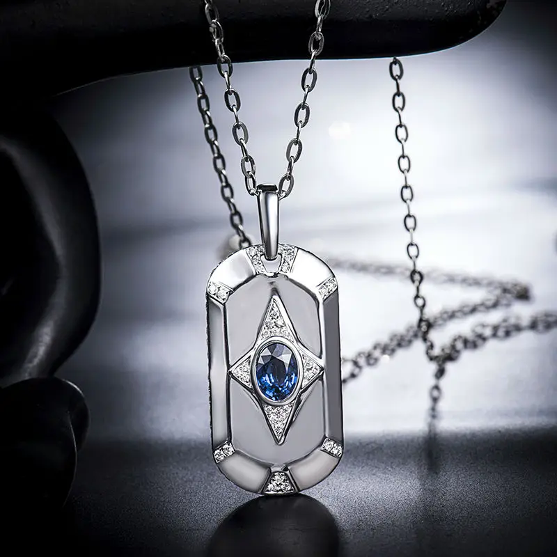 LOVERJEWELRY натуральный бриллиант сапфир 5x7 мм овальные огранки подвески для мужчин в