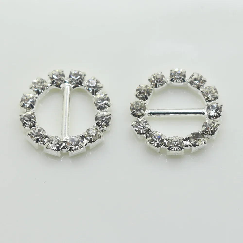 

Shiny 15mm 160pc Round Rhinestone Buckles Diamond Buttons Invitation Ribbon Slider For Wedding Supply Silver Color,Free shipping