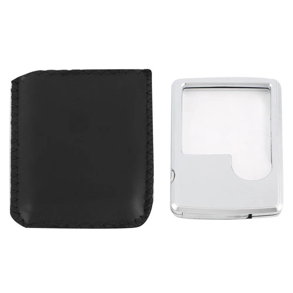 Credit Card 88*57*9mm Led Magnifier loupe with light Leather Case Brand New magnifying glass lupa lupa com luz lupa deaumento