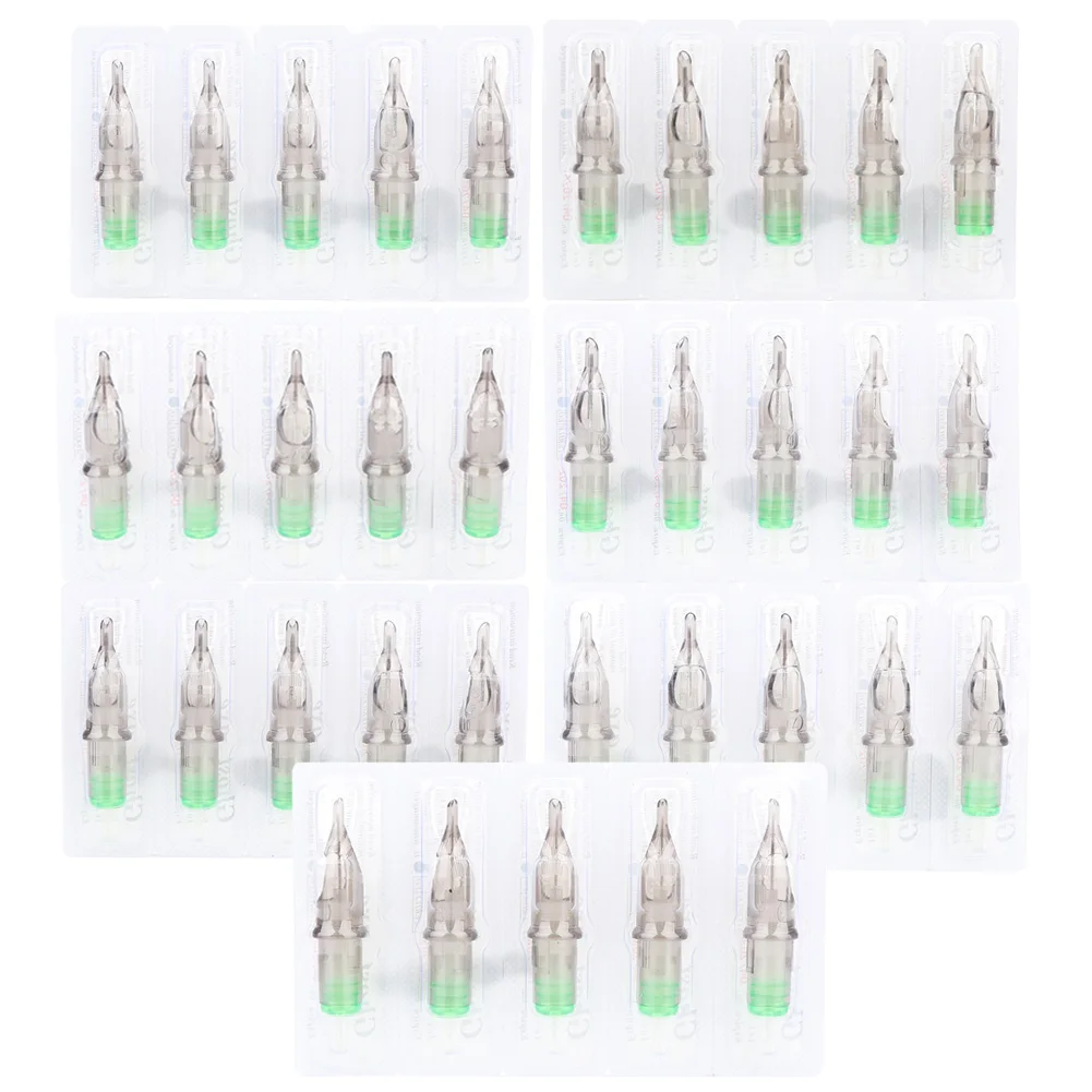 New 50pcs 0.35MM Disposable Tattoo Cartridge Needles Semi Permanent Makeup Eyebrow Lip Tattoo Pen Microblading Supplies RS Green