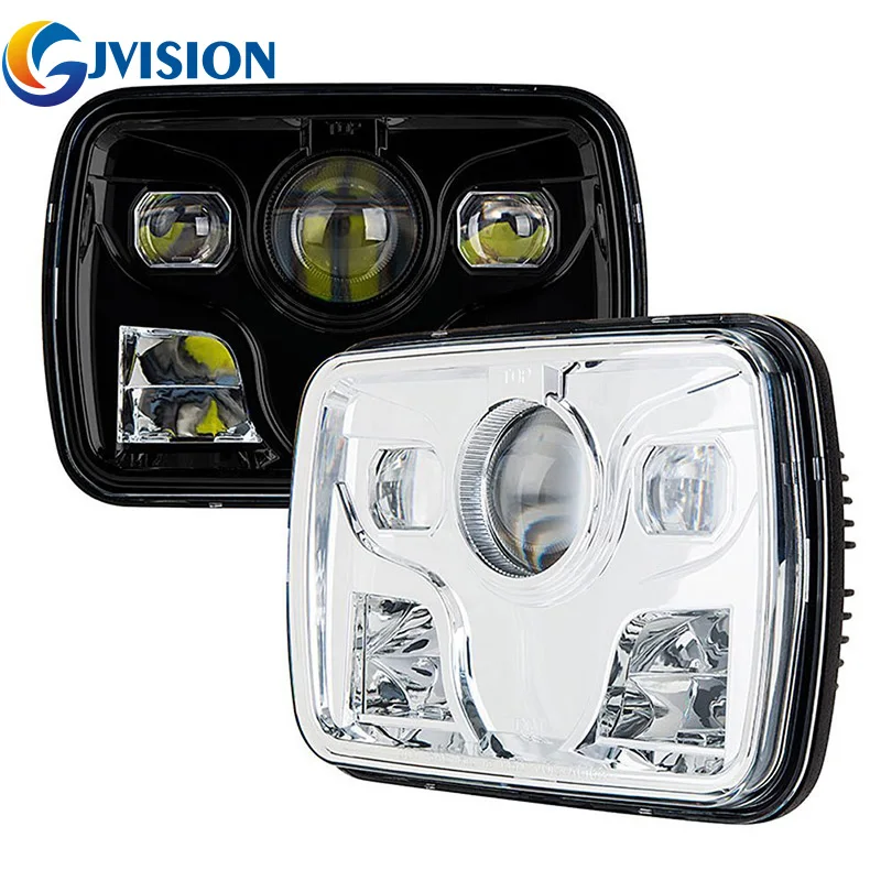 

New 6x7 inch H4 Square LED Headlights headlamp high low beam Clear Projector lens for Jeep Wrangler YJ Cherokee Comanche