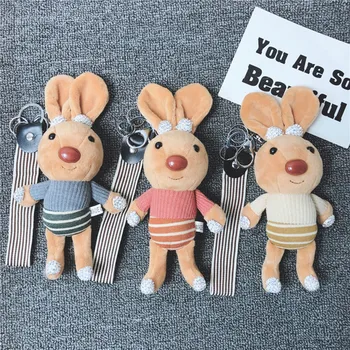 

Cute Cartoon Plush Doll Teddy Bear Keychain Llaveros Keyring Fabric Rhinestone Lady Key Chain Bunny Bear Bag Charm Pendant Gift
