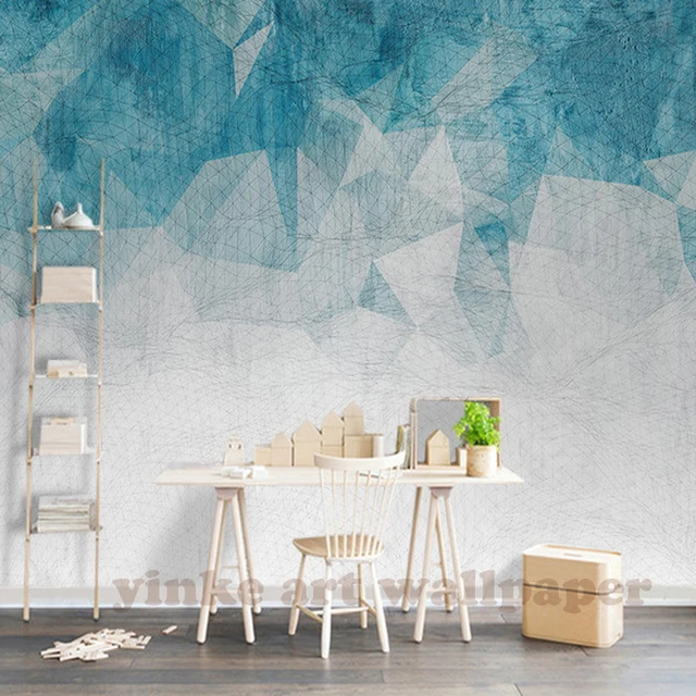 Custom Wall Mural Wallpaper North European Style Simple Hand Painted Custom Wall Mural Wallpaper North European Style Simple Hand Painted Abstract Lines Geometric Figure Painting