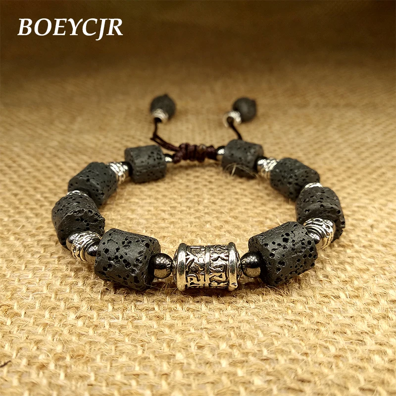 Мужской винтажный браслет BOEYCJR из сплава лавы с бусинами и медитацией|bracelets for|energy