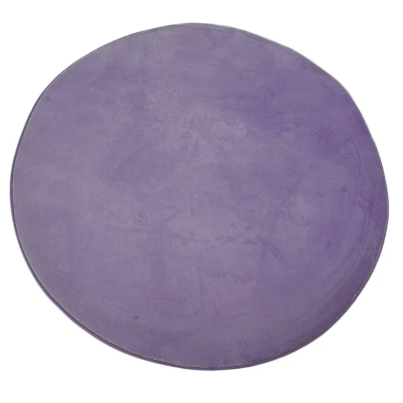 Однотонный коралловый бархатный коврик мягкий Напольный Коврик противоскользящий круглый ковер Европейский стиль Подушка гостиная спальня украшения - Цвет: Purple