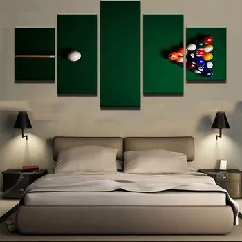 

Canvas Wall Art Pictures Living Room Decor Modular Framework 5 Pieces Sports Color Billiards Painting HD Prints Abstract Poster