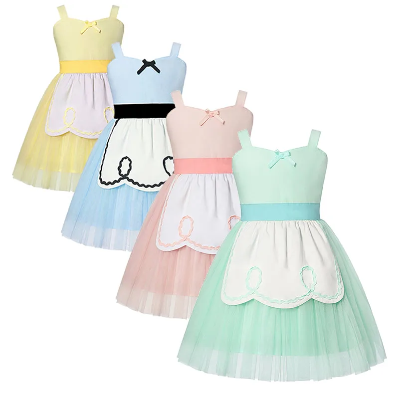 Платье-майка Золушки для девочек; платья принцессы для маленьких девочек; праздничные хлопковые летние платья нежного цвета для маленьких девочек; милая одежда