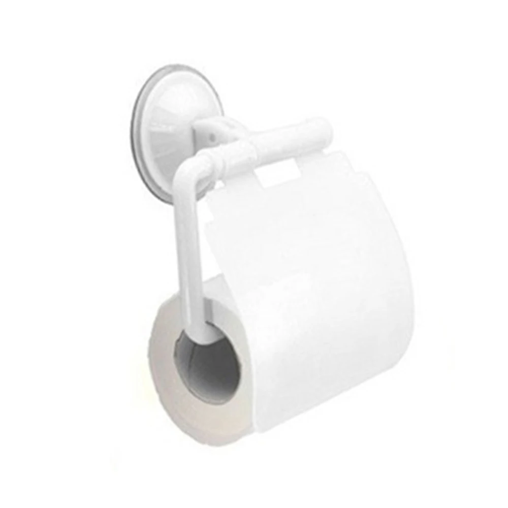 Прикрепляемый к стене, пластиковый присоске Ванная комната Туалет бумага держатель рулона с крышкой аксессуары для ванной комнаты - Цвет: Белый