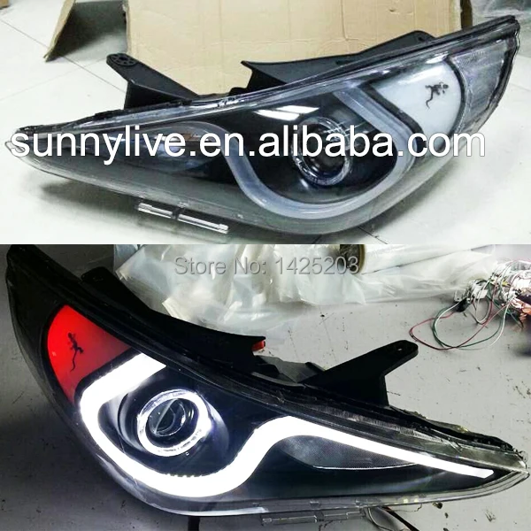 Для HYUNDAI Sonata YF I45 Светодиодная лента головной светильник s Передний 2009 2014 год JC