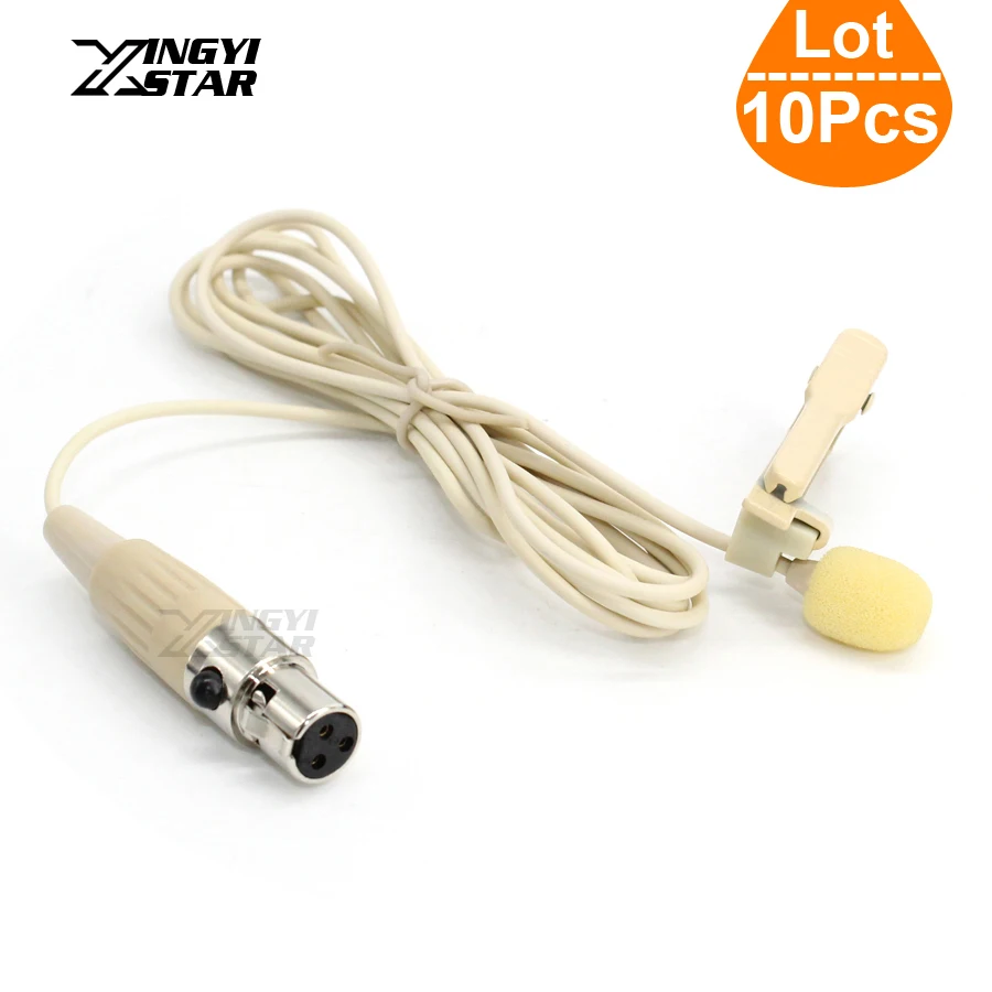 10Pcs Mini XLR 3 Pin TA3F Wired Condenser Tie Clip Lapel Mic Lavalier