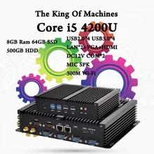 Промышленный компьютер без вентилятора 0.00dB Intel Core i5 4200U 8 ГБ ОЗУ 64 ГБ SSD 500 ГБ HDD SATA3 MSATA3 6 ГБ/сек. 2016 лучших мини-ПК HTPC