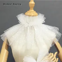 Настоящая фотография элегантный место Тюль Высокий воротник Свадебные Болеро Формальные Для женщин Shwals свадебные куртки накидка пальто свадебные аксессуары