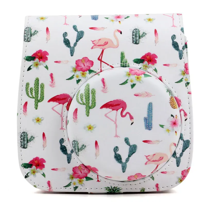 White flamingo Чехол для Камеры Fujifilm Instax Mini из искусственной кожи с плечевым ремнем для камеры Instax Mini 9 Mini 8 Mini 8 - Цвет: White flamingo