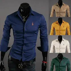 2014 новые модные олень вышивка мужская рубашка М до 5xl оптовая продажа