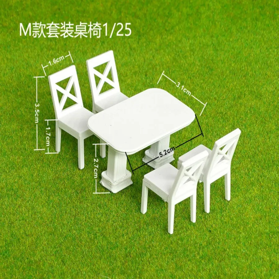 5 قطع الأبيض طاولة طعام كرسي نموذج مجموعة 1:25 أثاث مصغر للعمارة نموذج تصميم وكبيرة الأطفال هدية