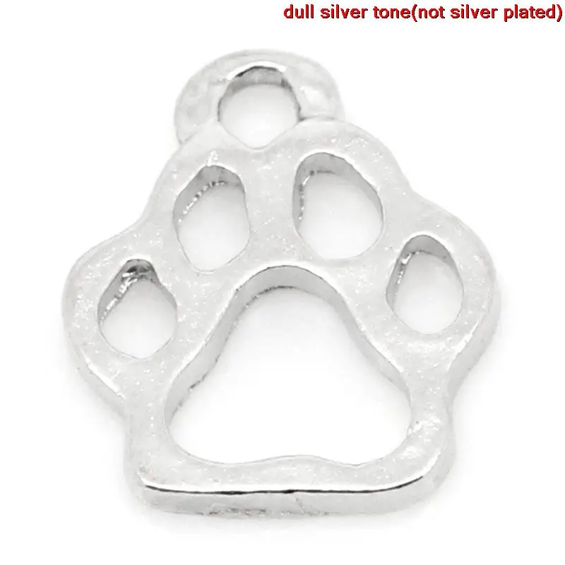 

Zinc metal alloy Charm Pendants Bear's paw Silver Tone 13mm( 4/8") x 11mm( 3/8"), 15 PCs new