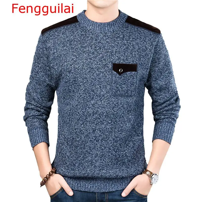 Fengguilai осень зима мужской свитер Мужская водолазка сплошной цвет повседневные мужские свитера Slim Fit бренд трикотажные пуловеры