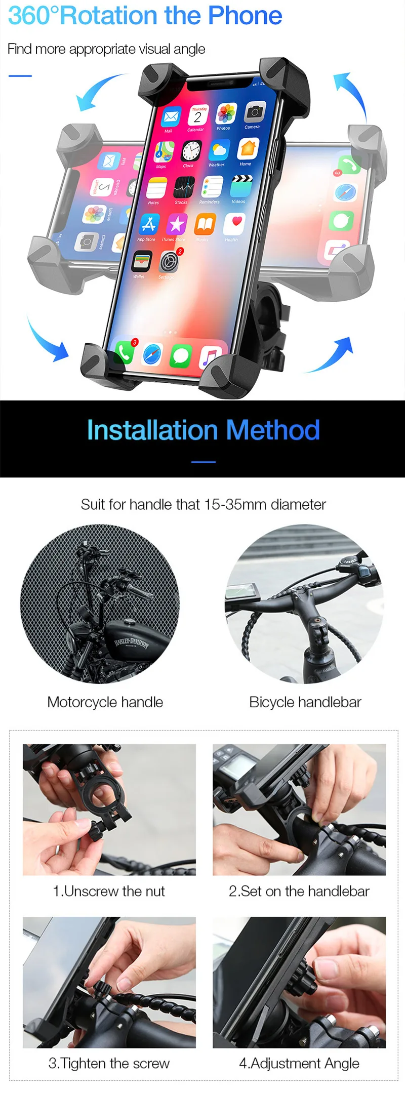 Универсальный Регулируемый велосипедный держатель для телефона, противоударный выдвижной держатель на руль, подставка с креплением gps, кронштейн для iPhone 8, 7, 6 Plus