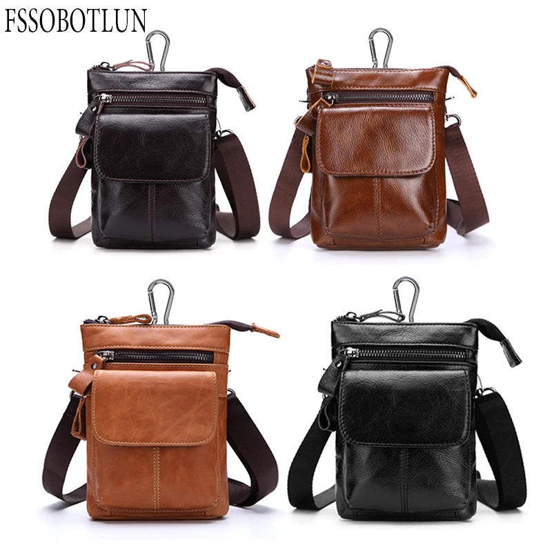 FSSOBOTLUN5.5-6.0 inch Smart Phone Bag Protective Case Men's Waist Bag Leather Belted Mobile Phone Bag With Shoulder Strap