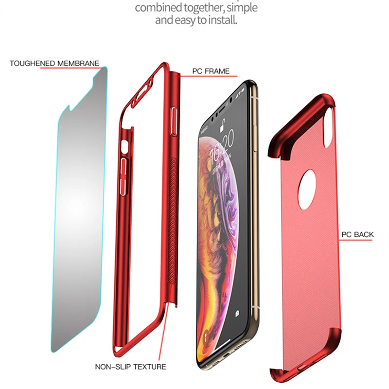 Чехол для iPhone X IPAKY брендовый чехол Apple Xs Max XR с защитной пленкой полным покрытием 360