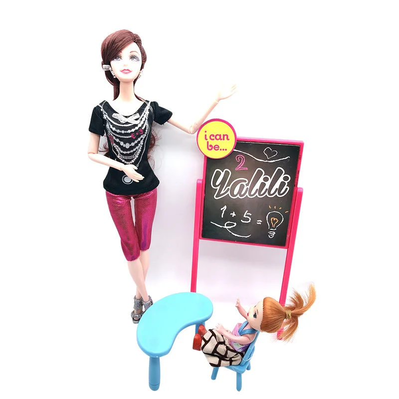 

2019 Fashion (Teacher Series) Barbies Princess Doll Set = 1*11.5 "Doll + Multiple Accessories Plastic Enamel Girl