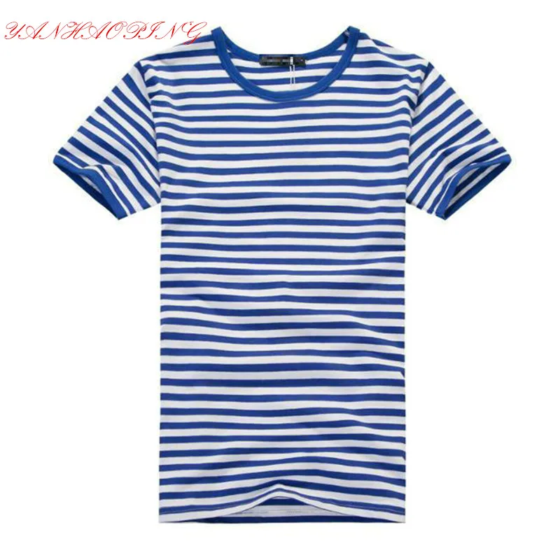 

Summer Men's Stripe Short Sleeve T Shirt Fashion Male O-neck Casual Sailor Navy Tops T-Shirts For Man Brand Blue Black Red WS271