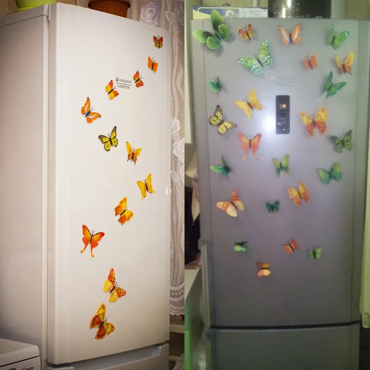 12 шт./компл. желтый бабочка 3D настенные наклейки для детской комнаты Гостиная типа сделай себе сам дизайн наклейки на стены украшения дома аксессуары Y94