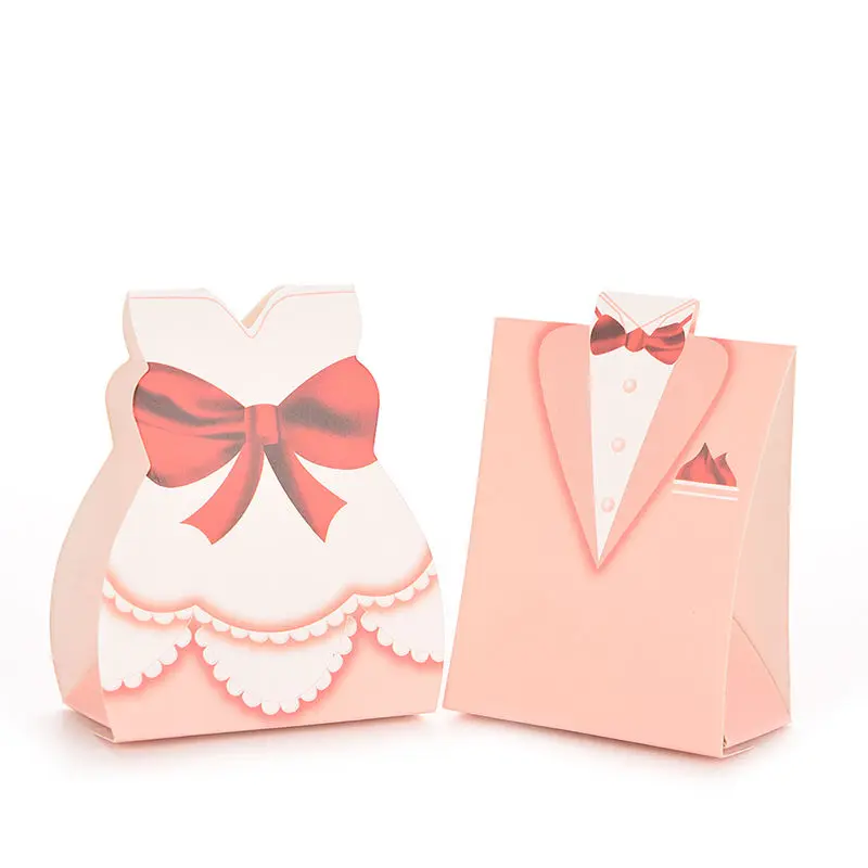 100Pcs(50 groom tuxedo boxes +50 bride dress boxes) Bridal Gift Cases Groom Tuxedo Dress Gown