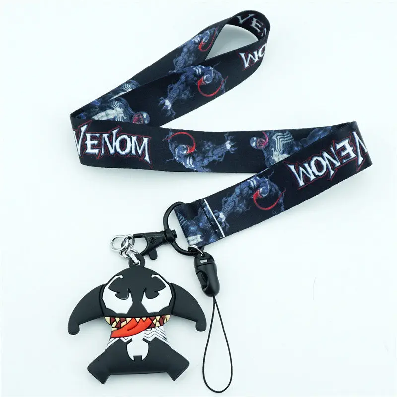 

Movie Superhero Venom Neck Strap Lanyards Cell Phone Rope Strap Clip Charm Cords Lariat Keychain Pendant Cosplay Accessories