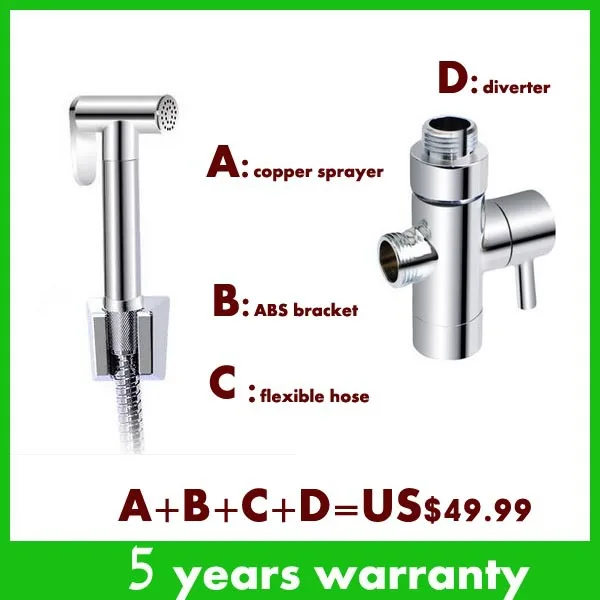 

Copper Shower Set Shattaf Bidet Sprayer Douche kit Include Toliet Sprayer ABS Bracket Flexible Hose Control Valve