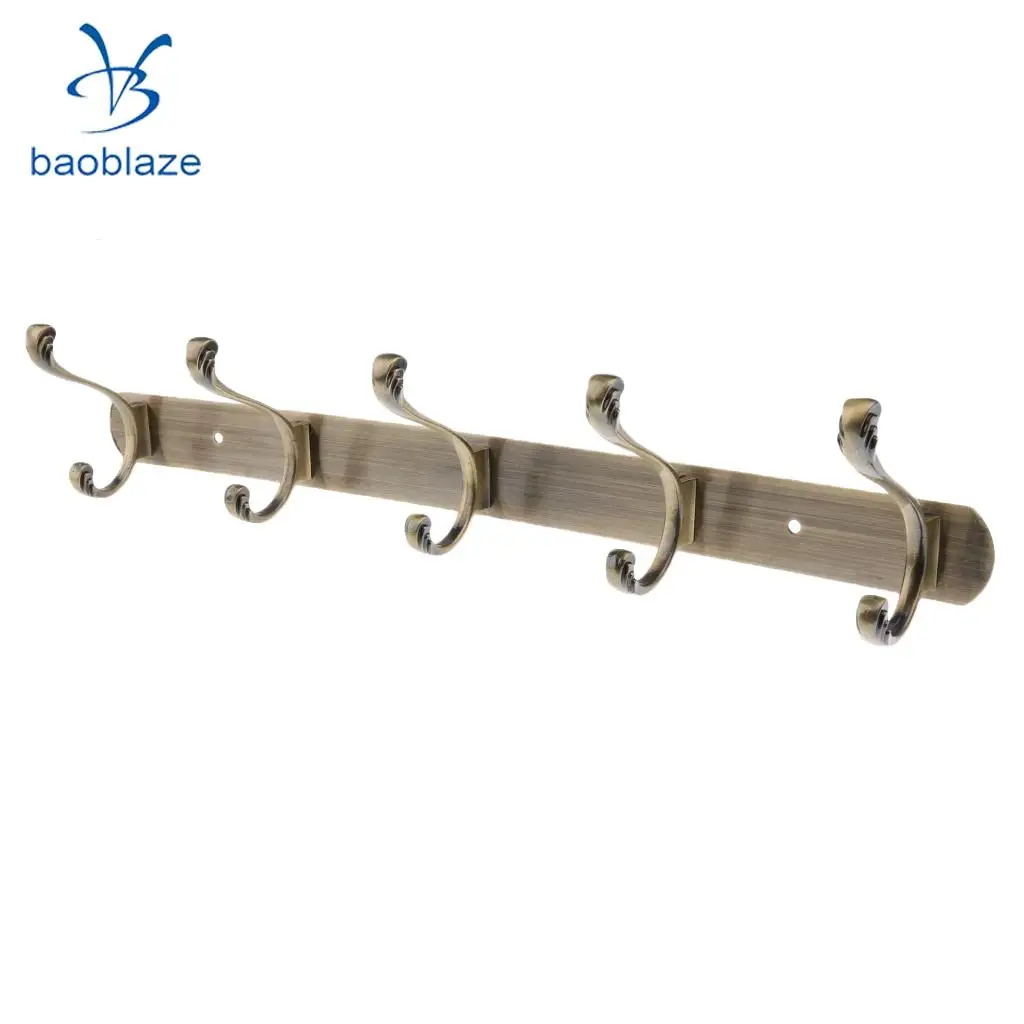 5-Hooks Hanger Hook Rail for Bathroom Towel Kitchenware Clothes Coat Wall Door Mounted Hooks	