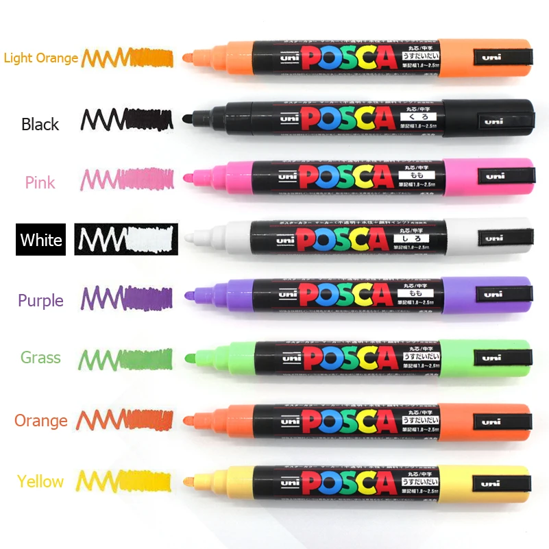 

Uni Posca PC-3M Medium Bullet Tip Marker Pens Graffiti Water-based Colored Marker Pens Permanent Paint Markers Office Stationery