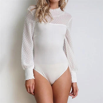 

Sexy Women Long Sleeve Bandage Bodysuit High Waist Female See Through Sexy Playsuit Stretch Clothes Bodysuit