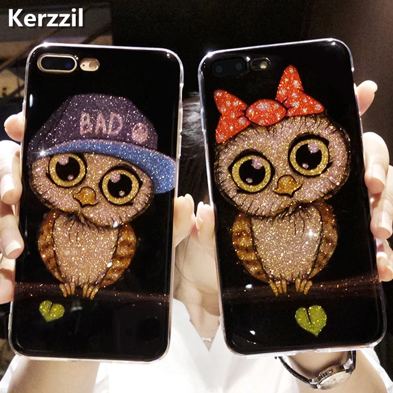 Kerzzil Bling Animal чехол для iPhone 7 6 6S 8 Plus жесткий с милым рисунком Совы птиц X XR XS MAX |