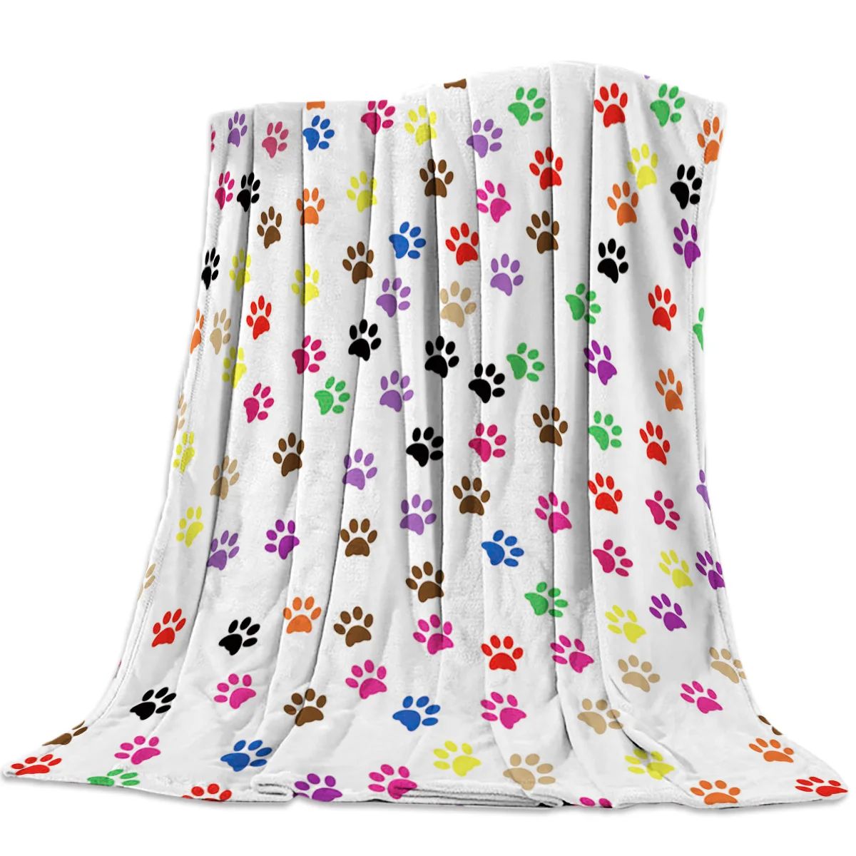 

Color Dog Footprints Throw Blanket Cute Kids Design Warm Microfiber Blanket