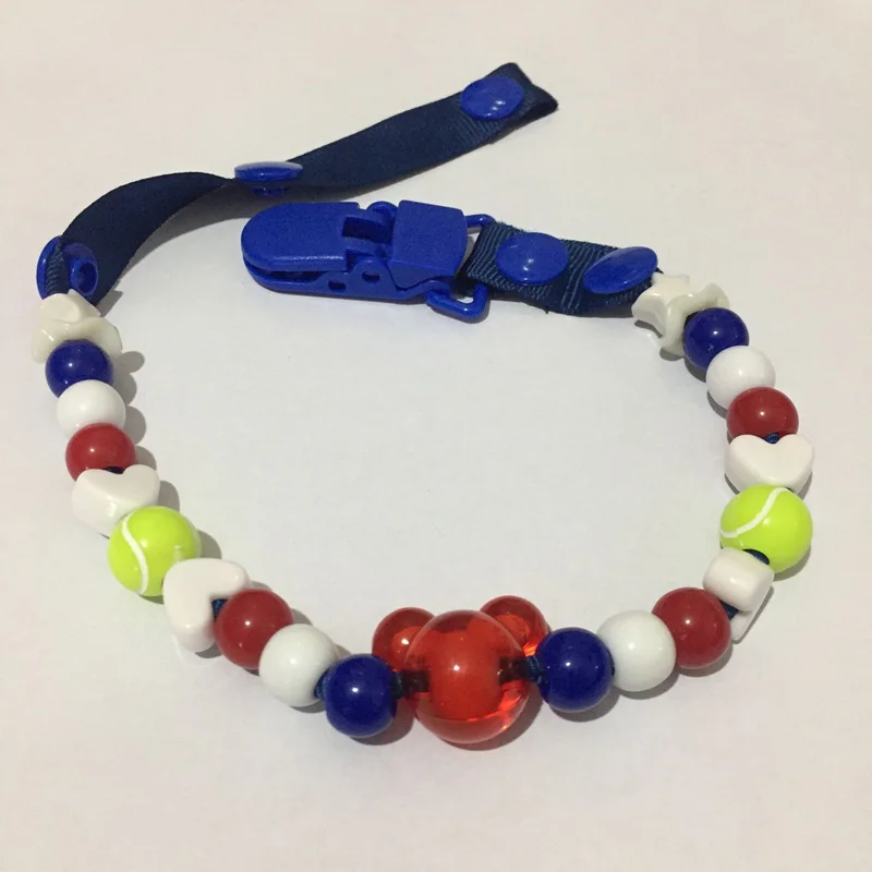 Blue and Red Цепочка для детской соски пустышки с бусинами для детских чашек держатели соска зажимы для пустышки цепочка для пустышки и футляры ниппель для клипа для ребенка - Цвет: Blue and Red