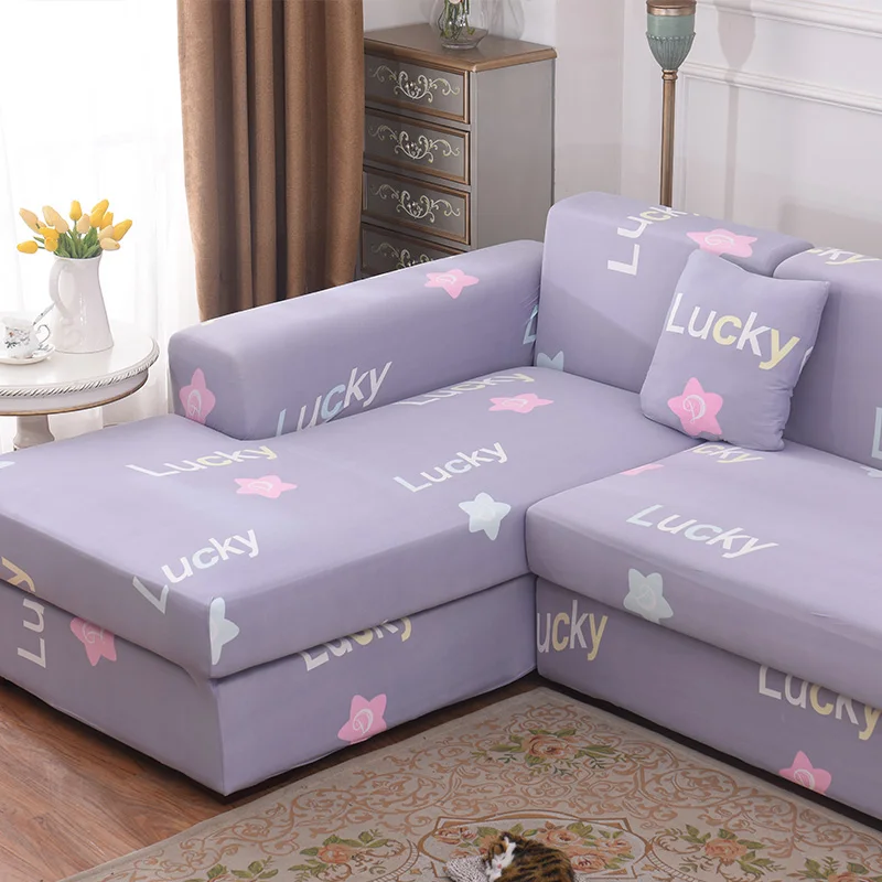 Фиолетовый мультяшный узор эластичный диван Чехол для дивана Loveseat чехол Чехлы