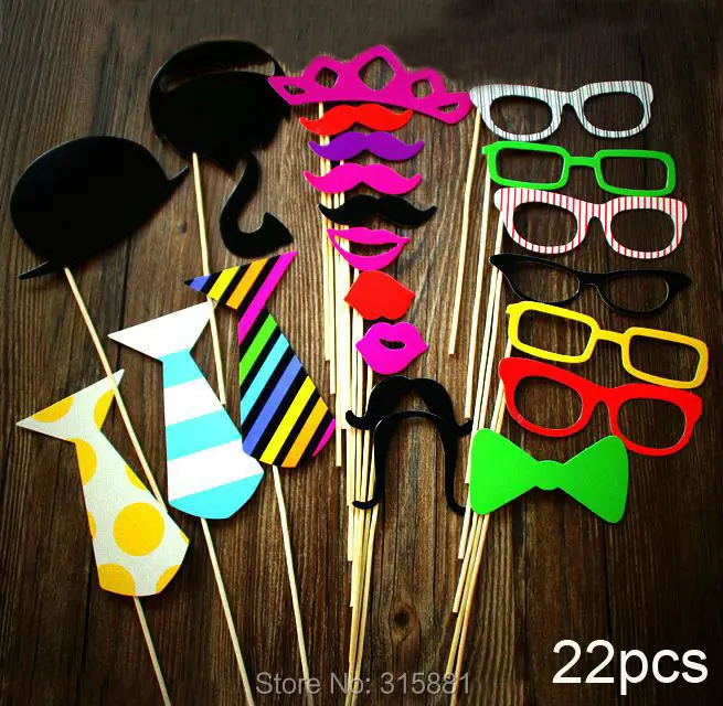 

Photo Booth Prop Set - 22 pieces on a stick - Birthdays, Weddings, Parties - Great Photobooth Props