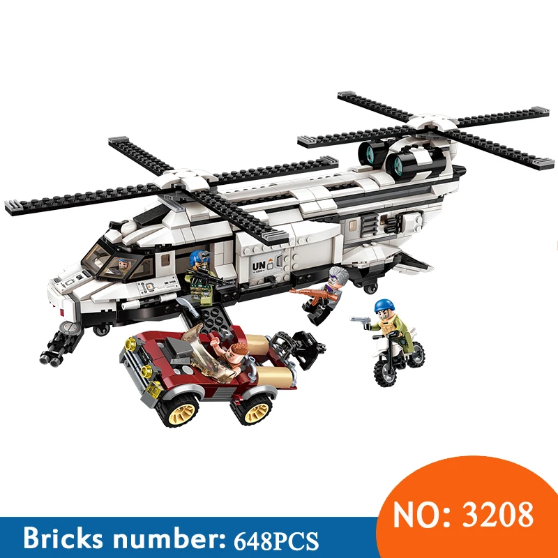 

Enlighten 3208 650pcs Military War City Double Paddle Helicopter Thunder Mission Army Building Blocks Toys For Children