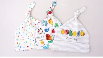 

DHL 20set 3pcs/set Baby Hats 100% cotton Printed Baby Hats & Caps For 0-6 Months Newborn Baby Accessories