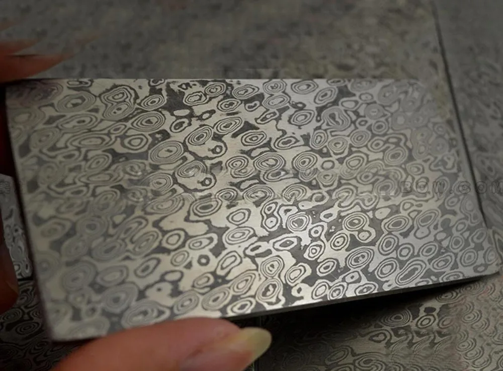 

raindrops figure Damascus pattern steel plate Knife blade Material Produce DIY tools (non heat treatment non Pickling)