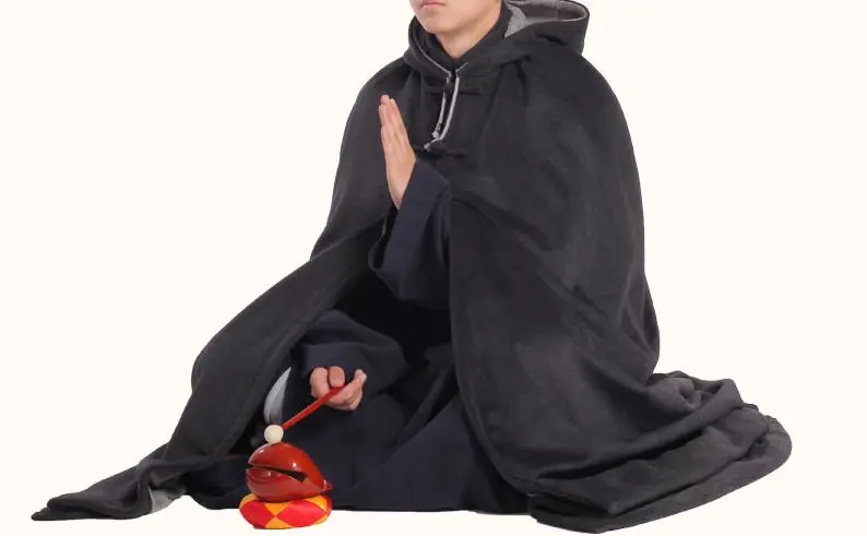 6 цветов унисекс буддийский Зимний плащ для медитации теплый длинный плащ Шаолиньское Кунг-фу Единоборства Монки костюмы пальто серый красный/серый