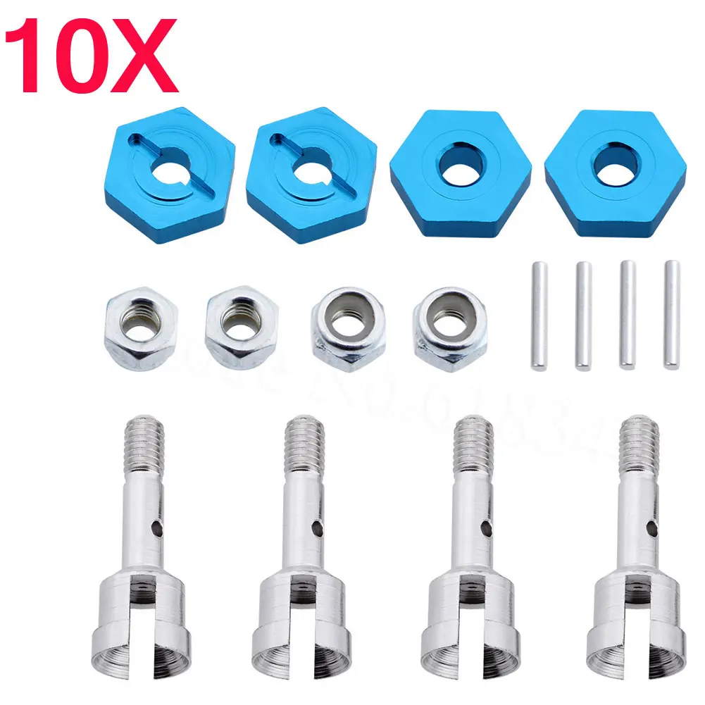 10Sets Wheel Conversion Set Axle &amp 12mm Hex Dive Hub Turn 1/10 for WLtoys 1/18 A959 A969 A979 A959B A969-B RC Car Parts | Игрушки и