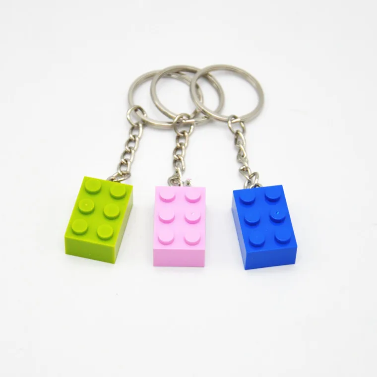 10Pcsset Colorful Block Legoingly Key Ring Chain Building Blocks Accessories Keychain Model Kits Set DIY Toys for Kids Keys (10)