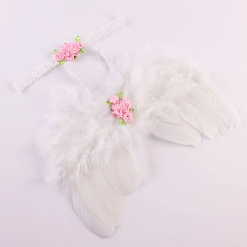 Новорожденные фотографии реквизит костюм милый ангел крылья+ повязка на голову реквизит для фото младенца Девочки Мальчики наряды Аксессуары - Цвет: White 983975